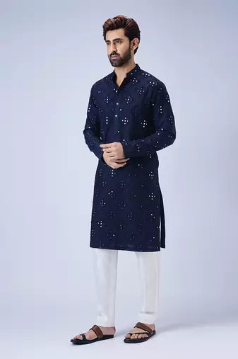 Navy blue mirror kurta set