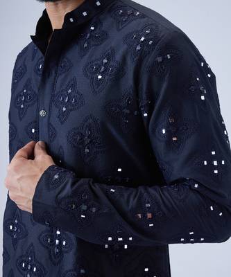 Navy blue mirror kurta set 4