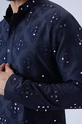Navy blue mirror kurta set