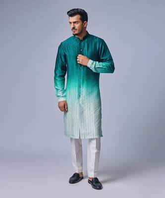 Sage green ombre tagai kurta set 1