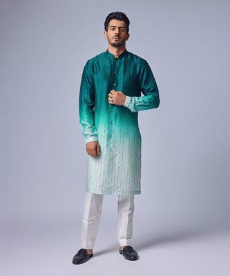 Sage green ombre tagai kurta set 2