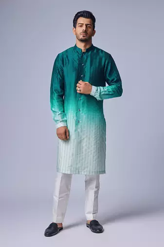 Sage green ombre tagai kurta set