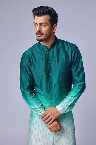 Sage green ombre tagai kurta set