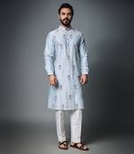 Light blue pineapple embroidery kurta set