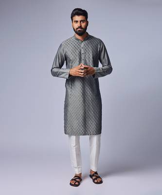 Grey pintux kurta set 1