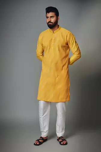 Yellow pintux kurta set