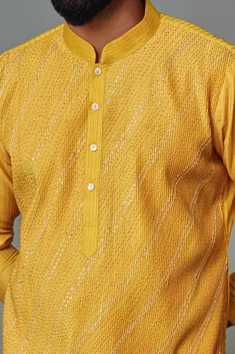 Yellow pintux kurta set