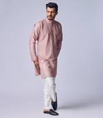 Peach pink pearl work kurta set