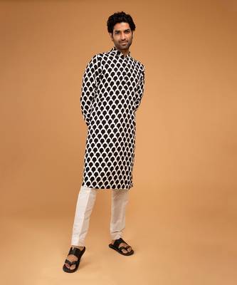 Black ojis print kurta set 1