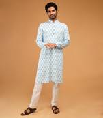 Light blue ojis print kurta set