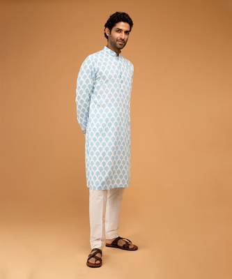 Light blue ojis print kurta set 2