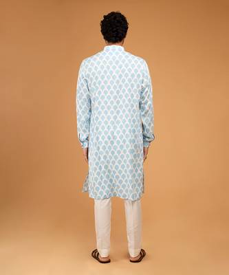 Light blue ojis print kurta set 3