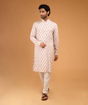 Peach ojis print kurta set 1