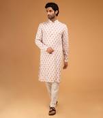 Peach ojis print kurta set