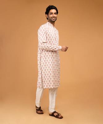 Peach ojis print kurta set 2