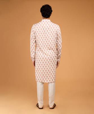 Peach ojis print kurta set 3