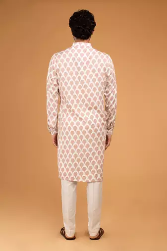 Peach ojis print kurta set