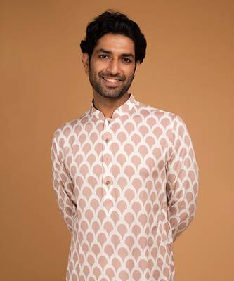 Peach ojis print kurta set 4