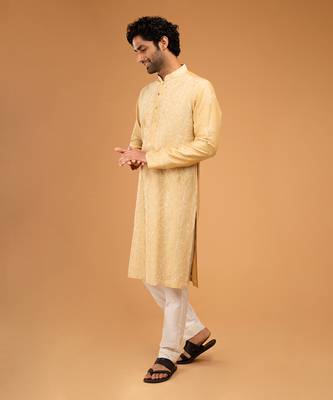 Gold beige dori embriodry kurta set 2
