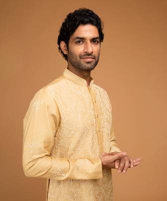 Gold beige dori embriodry kurta set 5