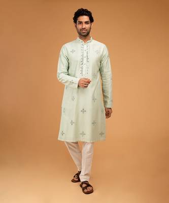 Mint green mirror kurta set 1