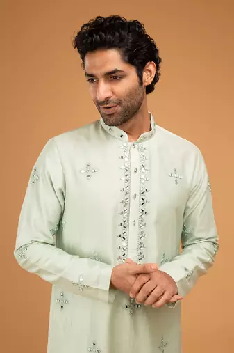 Mint green mirror kurta set