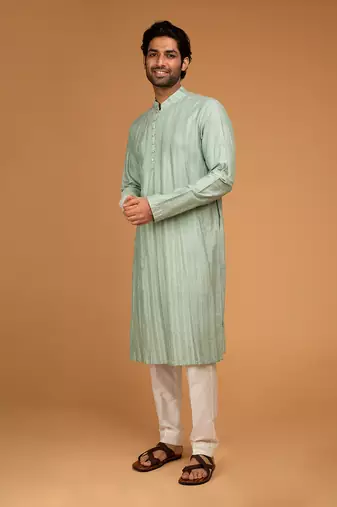 Dark mint pintux work kurta set
