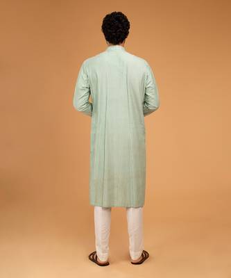 Dark mint pintux work kurta set 3