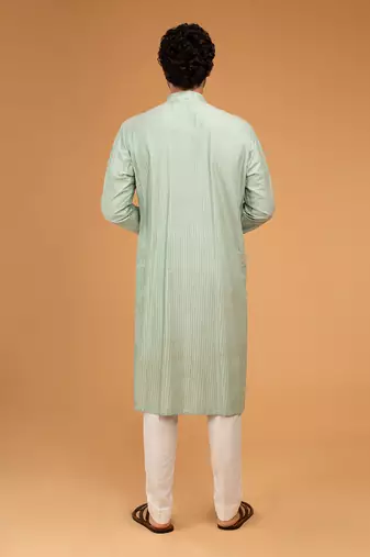 Dark mint pintux work kurta set