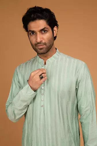 Dark mint pintux work kurta set