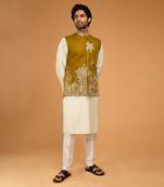 Mehendi green & pista nehru jacket set