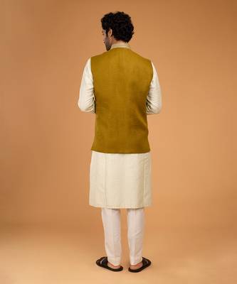 Mehendi green & pista nehru jacket set 3
