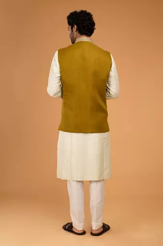 Mehendi green & pista nehru jacket set