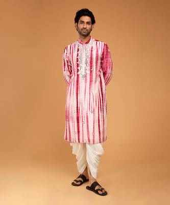 Red tie dye kurta set 1