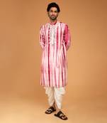 Red tie dye kurta set