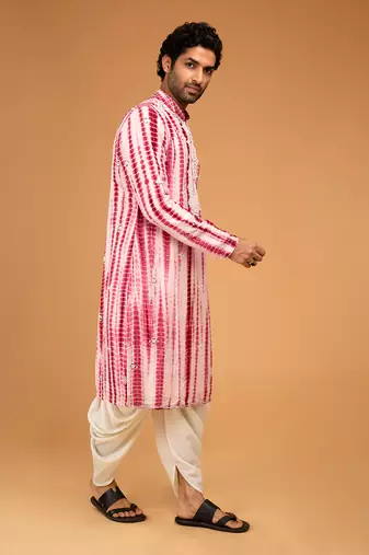 Red tie dye kurta set