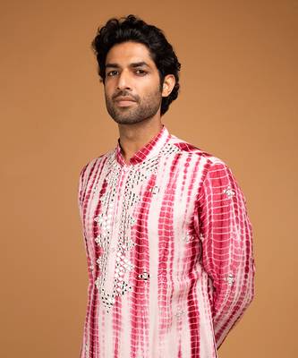 Red tie dye kurta set 4