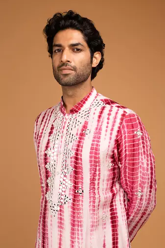 Red tie dye kurta set