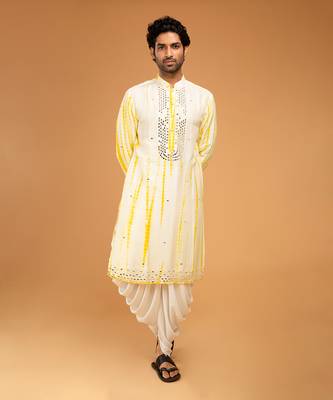 Yellow tie dye kurta set 1