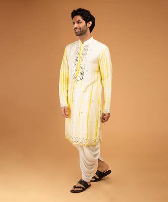 Yellow tie dye kurta set 2