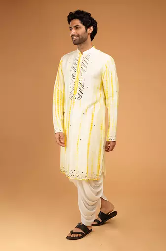 Yellow tie dye kurta set