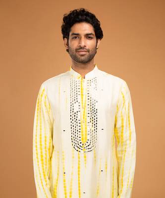 Yellow tie dye kurta set 4