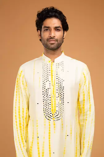 Yellow tie dye kurta set
