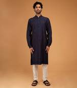 Navy blue aari embroidery kurta set