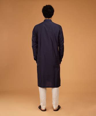 Navy blue aari embroidery kurta set 2