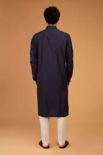 Navy blue aari embroidery kurta set