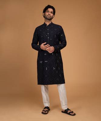 Blackish blue mirror kurta set 1