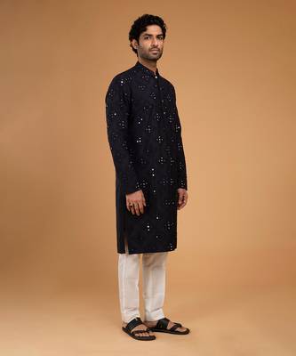 Blackish blue mirror kurta set 2