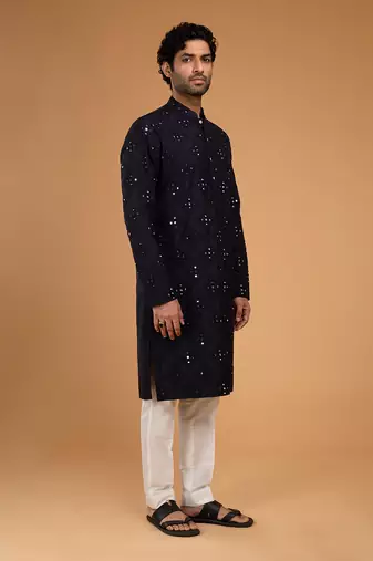 Blackish blue mirror kurta set