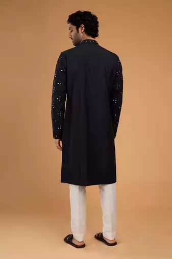 Blackish blue mirror kurta set
